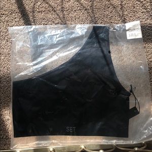 IN PACKAGE SET ACTIVE RIBBED ONE SHOULDER BRA BLK